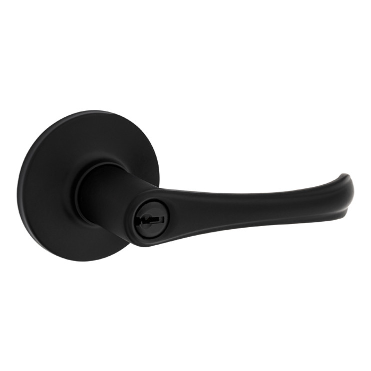 Safe Lock SL5000 Grapevine Keyed Entry Lever, Round Rose, Round Corner Adjustable Latch, Round Corner Strike, Matte Black