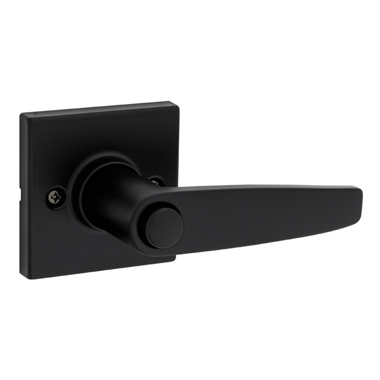 Safe Lock SL4000 Winston Privacy Lever, Turn Button Inside, Square Rose, Round Corner Adjustable Latch, Round Corner Strike, Matte Black