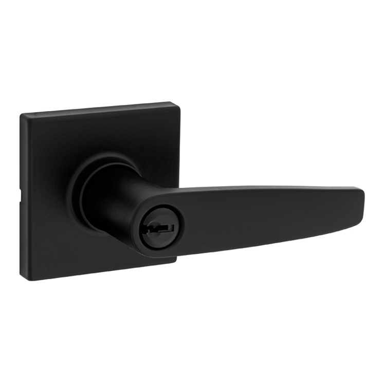 Safe Lock SL6000 Winston Keyed Entry Lever, Turn Button Inside, Square Rose, Round Corner Adjustable Latch, Round Corner Strike, Keyed Alike in Groups of 5, Matte Black