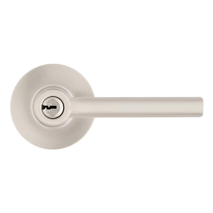 Safe Lock SL6000 Reminy Keyed Entry Lever, Turn Button Inside, Round Rose, Round Corner Adjustable Latch, Round Corner Strike, Keyed Alike in Groups of 5, Satin Nickel