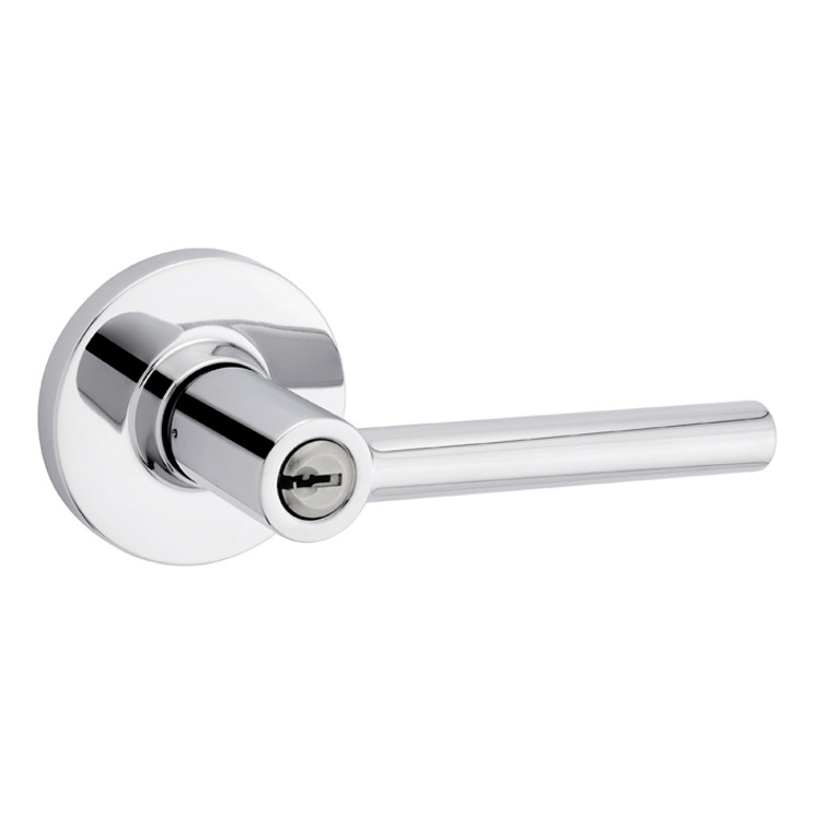 Safe Lock SL6000 Reminy Keyed Entry Lever, Turn Button Inside, Round Rose, Round Corner Adjustable Latch, Round Corner Strike, Keyed Alike in Groups of 5, Bright Polished Chrome