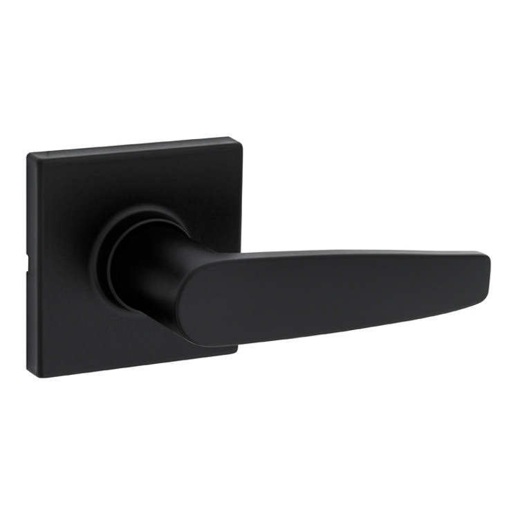 Safe Lock SL10002 Winston UL Passage Lever, 3 Hour Fire Rated, Square Rose, Round Corner Adjustable Latch, Round Corner Strike, Matte Black