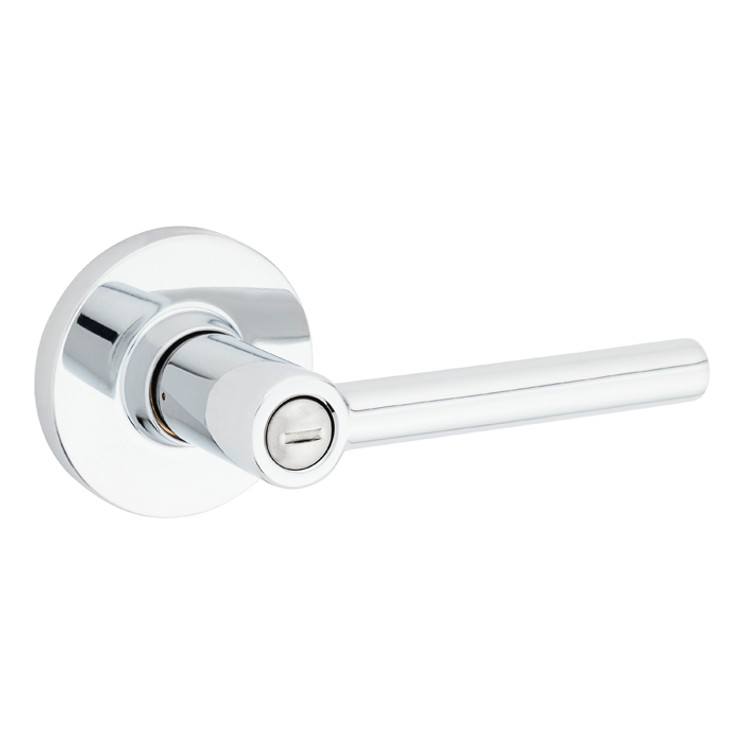 Safe Lock SL4000 Reminy Privacy Lever, Push Button Inside, Round Rose, Round Corner Adjustable Latch, Round Corner Strike, Bright Polished Chrome