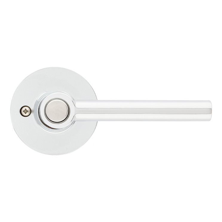 Safe Lock SL4000 Reminy Privacy Lever, Push Button Inside, Round Rose, Round Corner Adjustable Latch, Round Corner Strike, Bright Polished Chrome