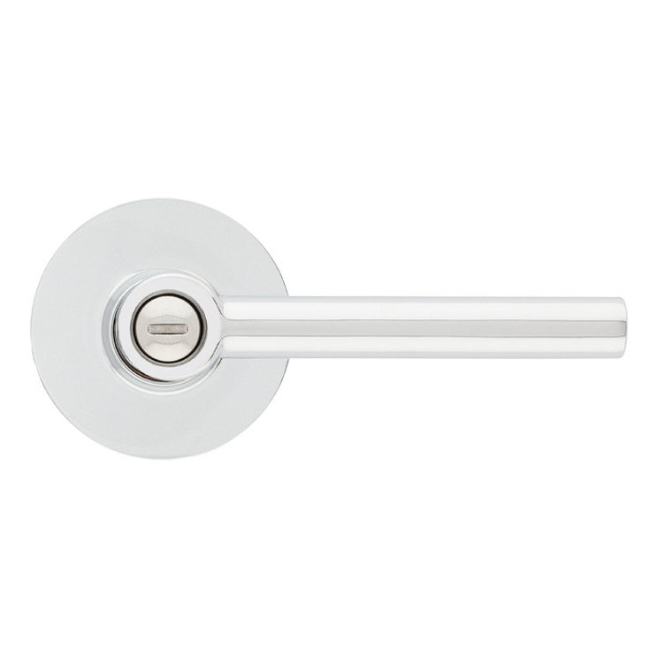 Safe Lock SL4000 Reminy Privacy Lever, Push Button Inside, Round Rose, Round Corner Adjustable Latch, Round Corner Strike, Bright Polished Chrome