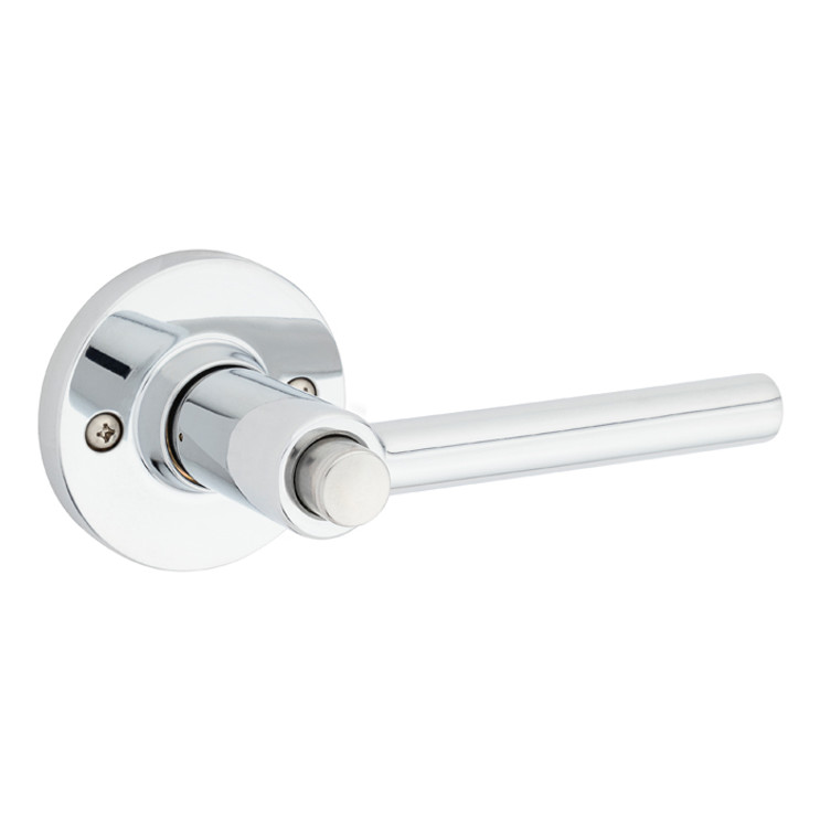 Safe Lock SL4000 Reminy Privacy Lever, Push Button Inside, Round Rose, Round Corner Adjustable Latch, Round Corner Strike, Bright Polished Chrome