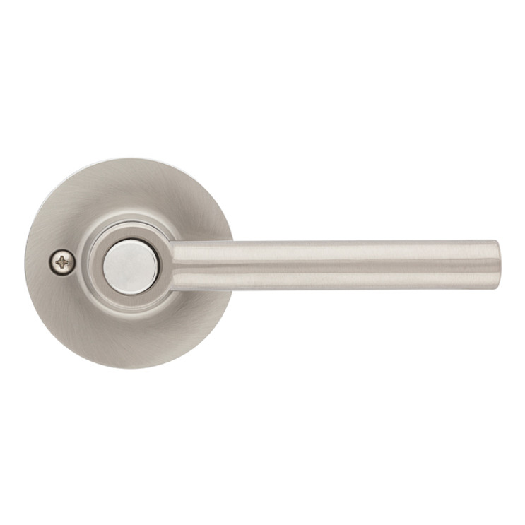 Safe Lock SL4000 Reminy Privacy Lever, Push Button Inside, Round Rose, Round Corner Adjustable Latch, Round Corner Strike, Satin Nickel