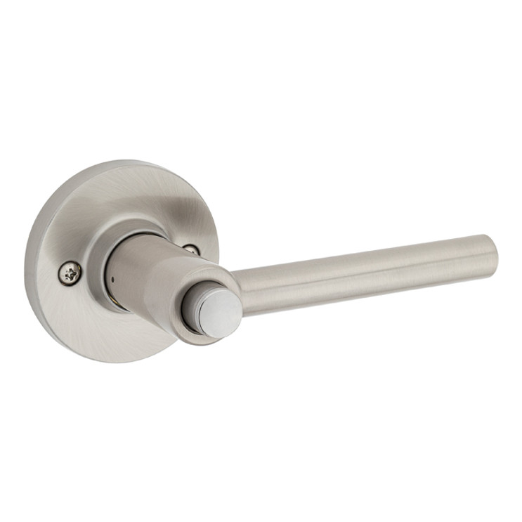 Safe Lock SL4000 Reminy Privacy Lever, Push Button Inside, Round Rose, Round Corner Adjustable Latch, Round Corner Strike, Satin Nickel