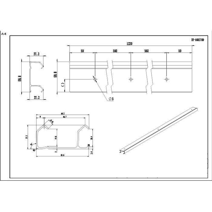 Orca Hardware Bypass Track Only 48", Long Fascia, Anodized Aluminum