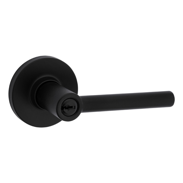 Safe Lock SL6000 Reminy Keyed Entry Lever, Turn Button Inside, Round Rose, Round Corner Adjustable Latch, Round Corner Strike, Keyed Alike in Groups of 5, Matte Black