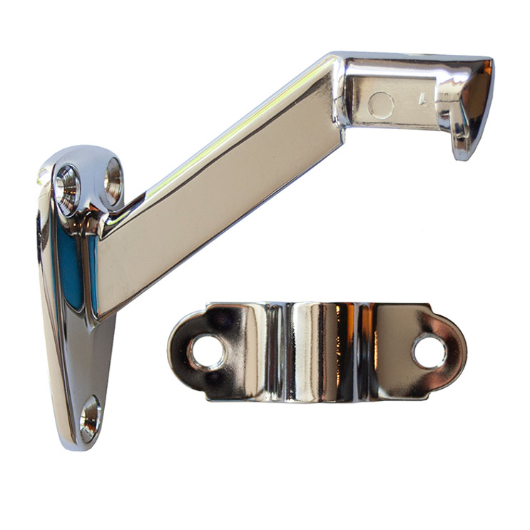 Orca Hardware Hd Handrail Bracket Heavy Duty, Zinc Alloy, Bright Polished Chrome