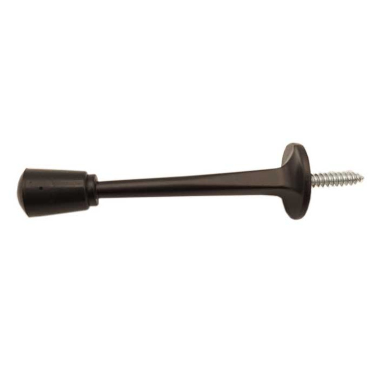 Orca Hardware Hd Rigid Door Stop With Black Tip Regular Duty, Brass, 3" Length, Matte Black