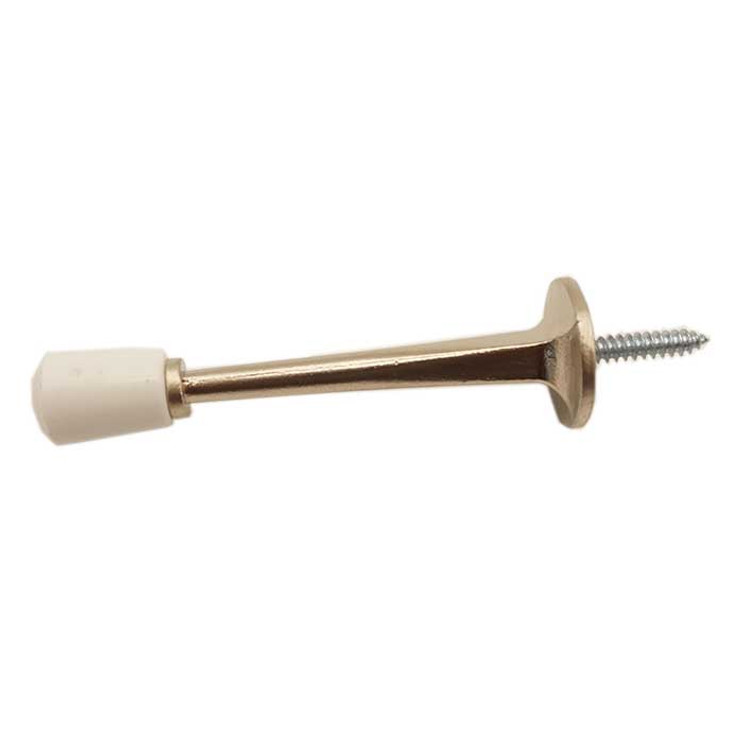 Orca Hardware Hd Rigid Door Stop With White Tip Regular Duty, Brass, 3" Length, Satin Nickel
