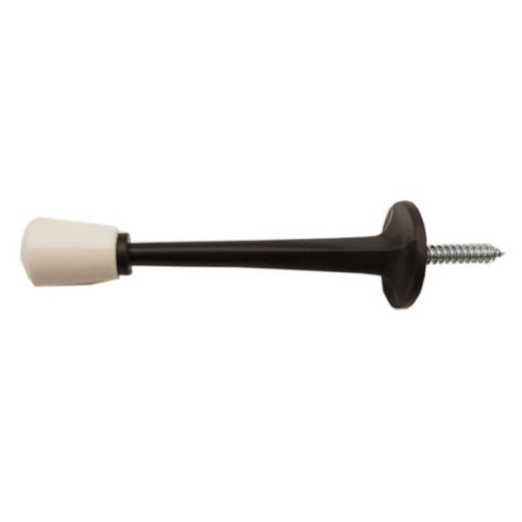 Orca Hardware Hd Rigid Door Stop With White Tip Regular Duty, Brass, 3" Length, Matte Black