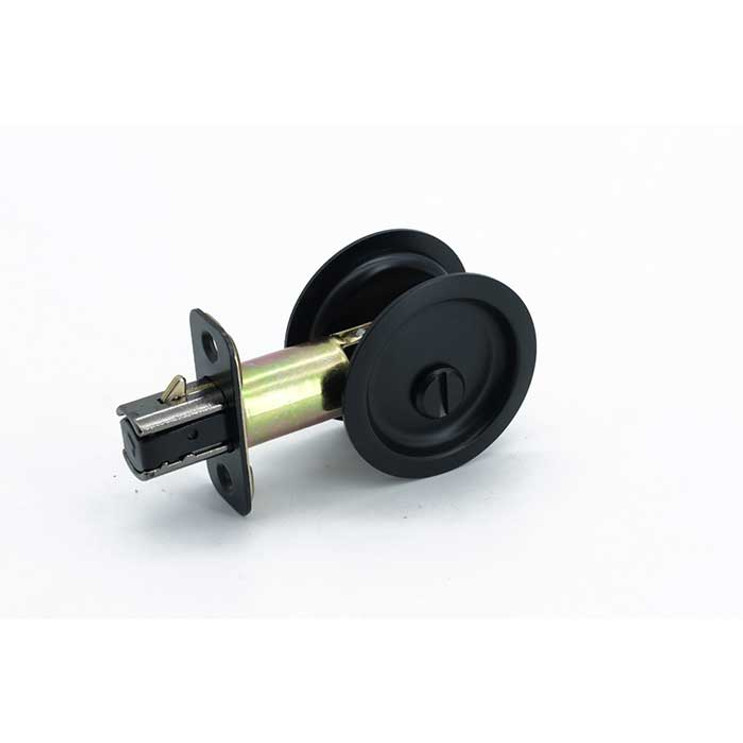 Orca Hardware Pocket Door Lock, Round, Privacy Function, Matte Black