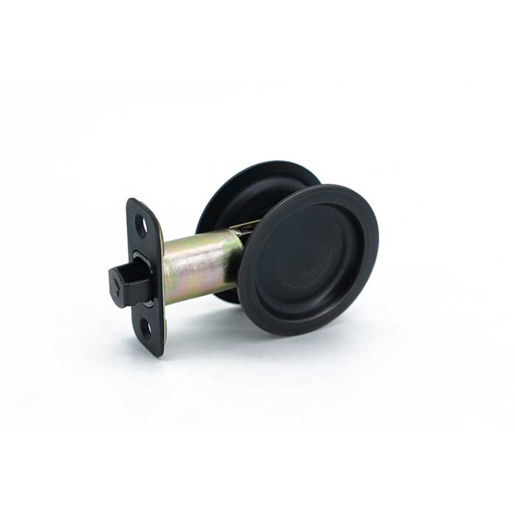 Orca Hardware Pocket Door Latch Lock, Round, Passage Function, Oil Rubbed Dark Bronze