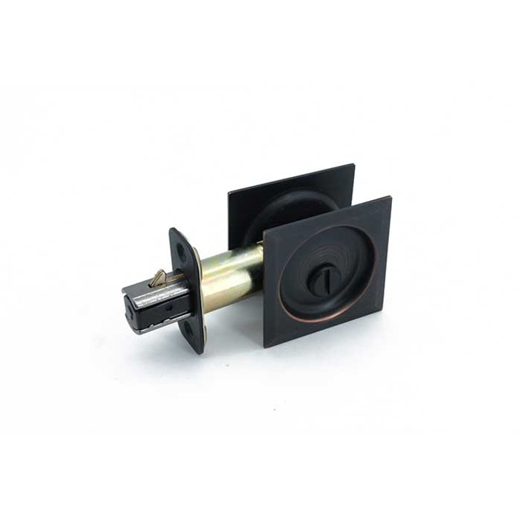 Orca Hardware Pocket Door Lock, Square, Privacy Function, Oil Rubbed Dark Bronze