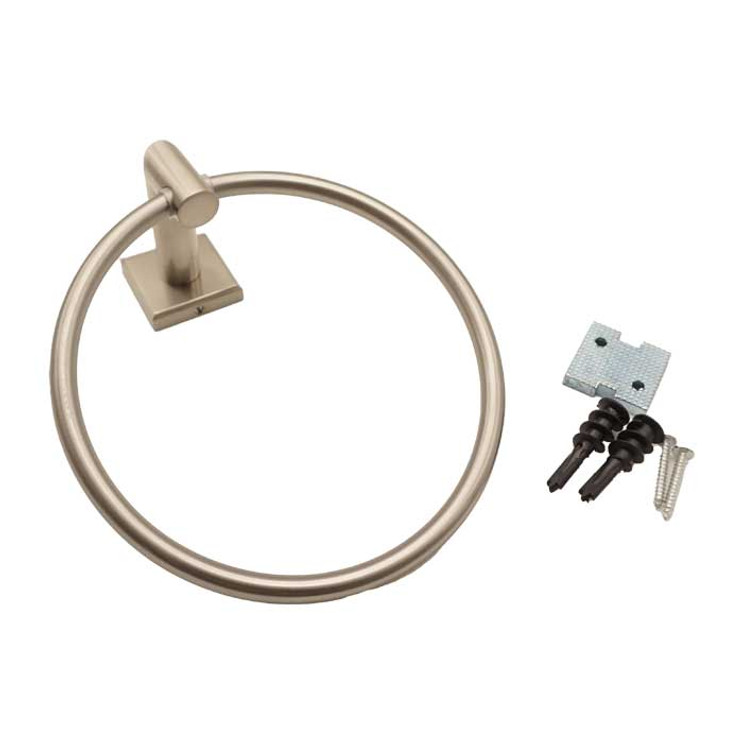 Orca Hardware Ripple Towel Ring With Round, Satin Nickel