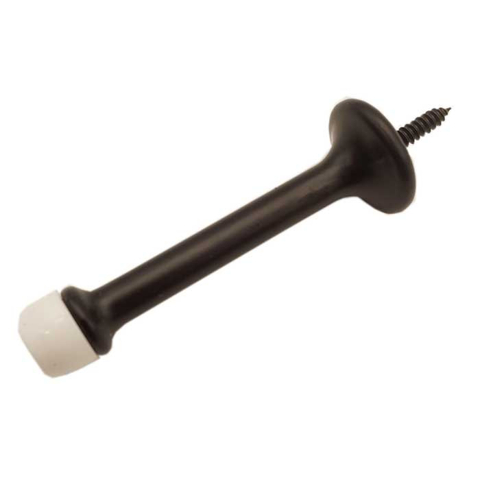 Orca Hardware Hd Rigid Door Stop With White Tip, Zinc Alloy, 3" Length, Matte Black