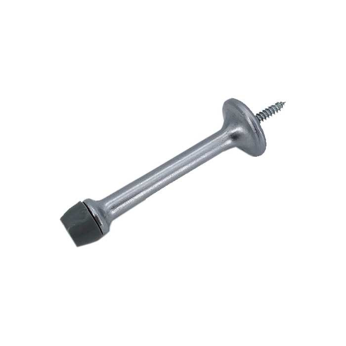 Orca Hardware Hd Rigid Door Stop With Grey Tip, Zinc Alloy, 3" Length, Satin Chrome