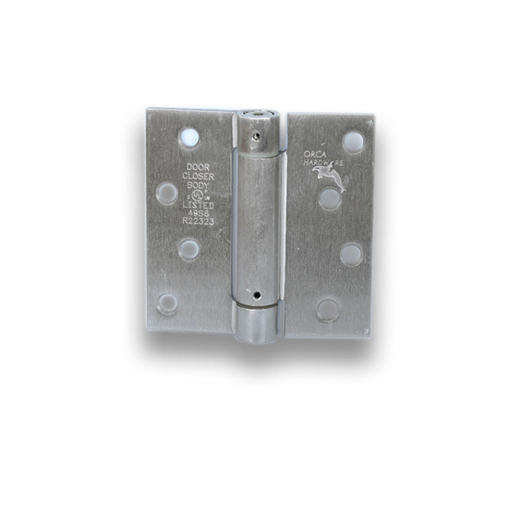 Orca Hardware Spring Steel Hinge 4" X 4" X Square Corner, Z Hole Pattern, Satin Nickel