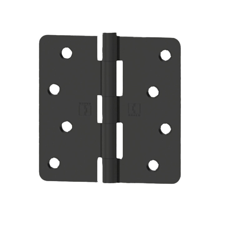 Hager Full Mortise Residential Hinge 5/8" Radius Corner Plain Bearing Steel 4" X 4", Black