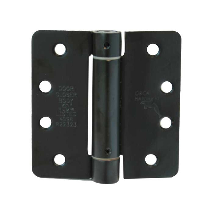 Orca Hardware Spring Steel Hinge 4" X 4" X 1/4" Radius Corner, Matte Black