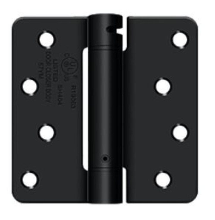 Orca Hardware Spring Steel Hinge 4" X 4" X 1/4" Radius Corner, Z Hole Pattern, Matte Black