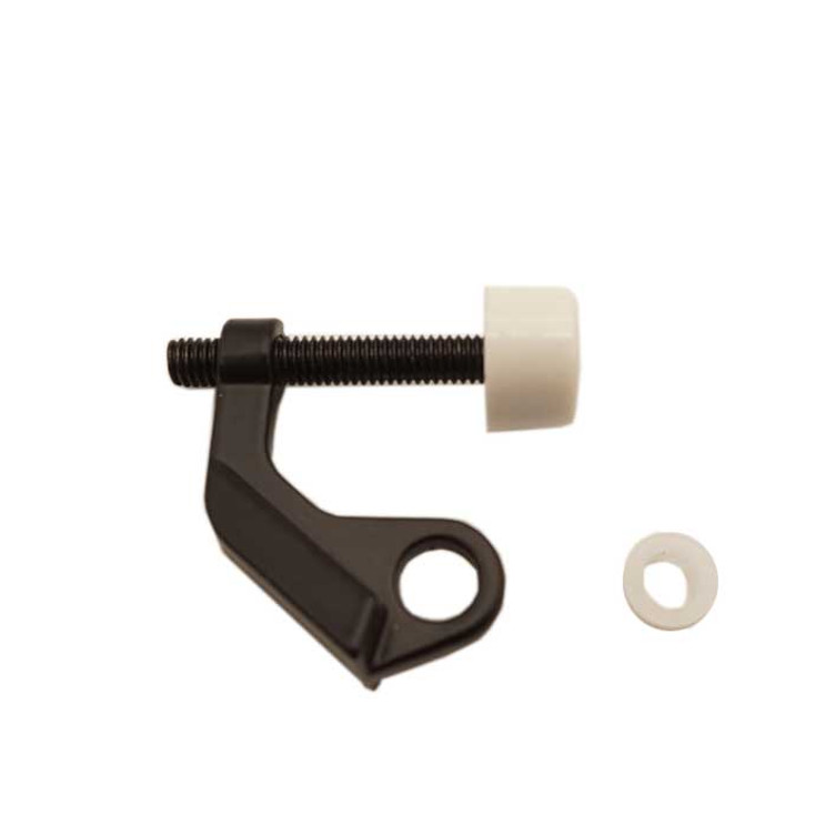 Orca Hardware Hinge Pin Door Stop, With White Tip, Zinc Alloy, Matte Black-TH-HPDS-BL-WT