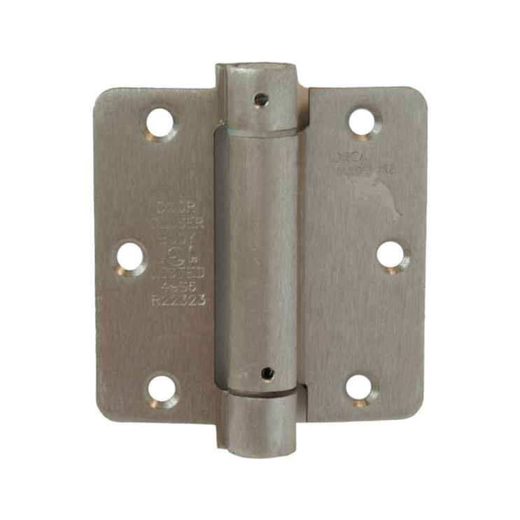 Orca Hardware Spring Steel Hinge 3-1/2" X 3-1/2" X 1/4" Radius Corner, Satin Nickel