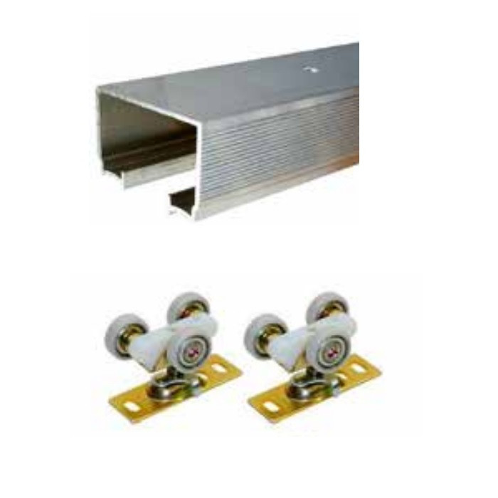Orca Hardware Pk1260 Pocket Door Frame Kit 6'8" With 2 Ball Bearing Rollers, 200 Lb Capacity, 3-Wheel