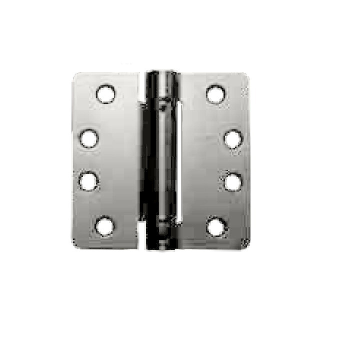Orca Hardware Spring Steel Hinge 4" X 4" X 1/4" Radius Corner, Bright Polished Chrome