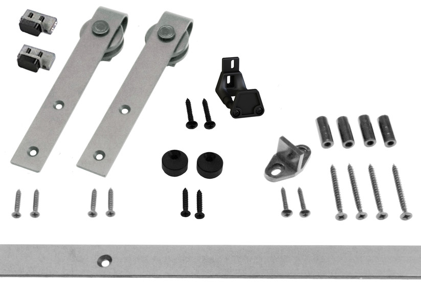 Orca Hardware 5' Barn Door Flat Track Kit For Standard Drop Hangers Hanger Decorative Interior Mini Sliding Hardware, For Furniture, Mirrors Or Light S, 60 Lbs Rating, For Openings Up To 30 Inches Wide, Satin Nickel