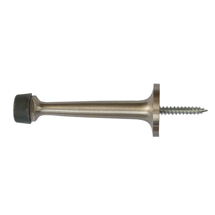 Orca Hardware Hd Rigid Door Stop With Gray Tip Heavy Duty, Brass, 3-1/4" Length, Satin Nickel