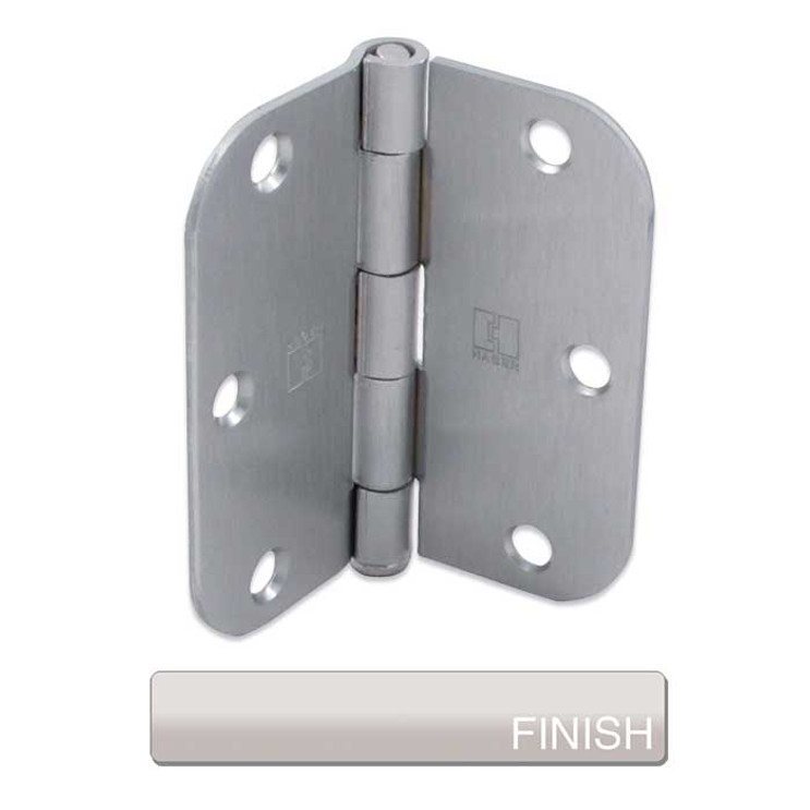 Hager Full Mortise Residential Hinge 5/8" Radius Corner Plain Bearing Steel 3-1/2" X 3-1/2", Satin Nickel