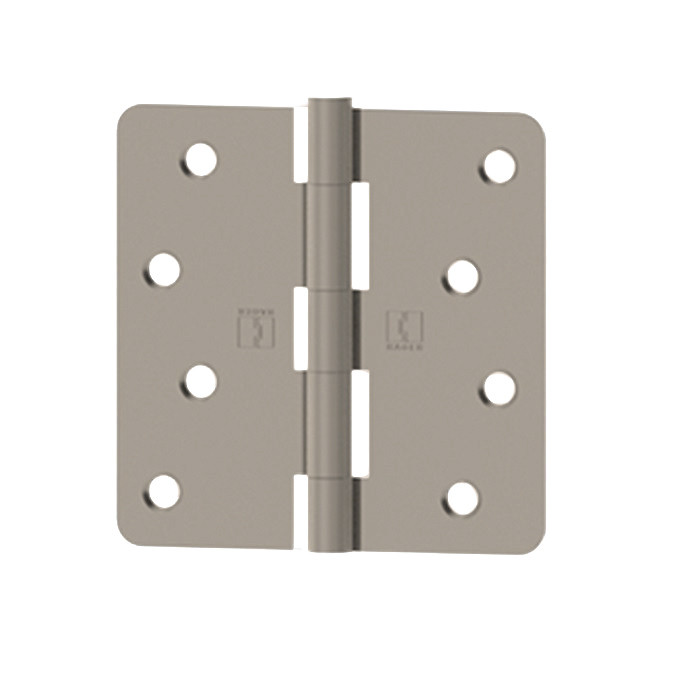 Hager Full Mortise Residential Hinge 1/4" Radius Corner Plain Bearing Steel 3-1/2" X 3-1/2", Satin Nickel