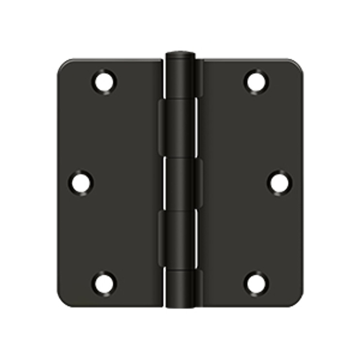 Deltana 3-1/2" X 3-1/2" X 1/4" Radius Corner Hinge Residential Steel, .085 Thickness, Oil Rubbed Dark Bronze (Pair)