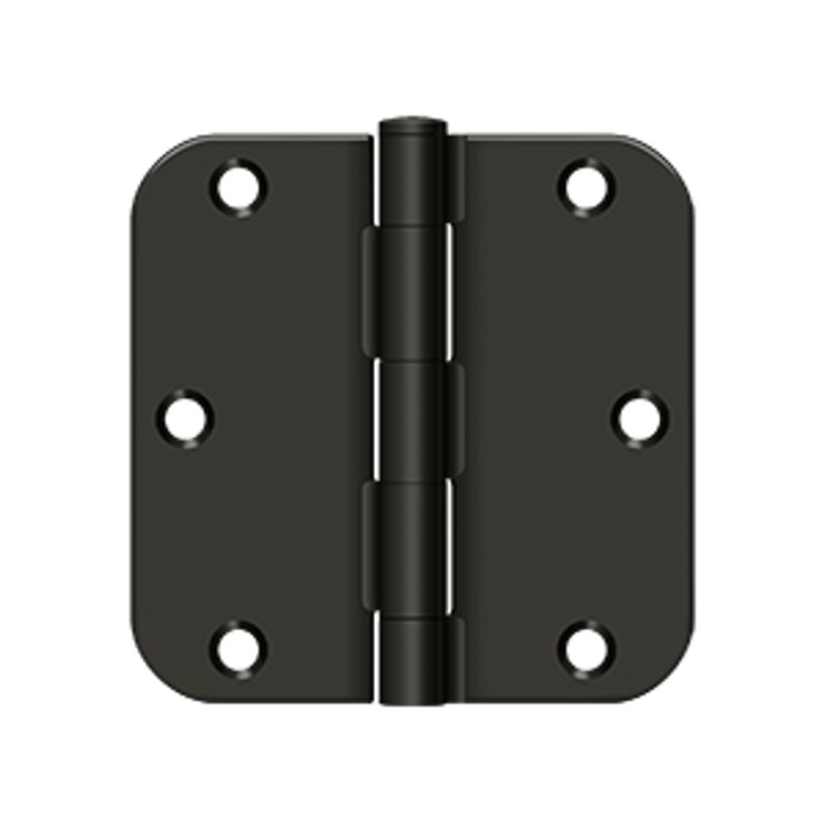 Deltana 3-1/2" X 3-1/2" X 5/8" Radius Corner Hinge Residential Steel, .085 Thickness, Oil Rubbed Dark Bronze (Pair)