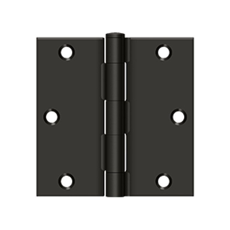 Deltana 3-1/2" X 3-1/2" Square Corner Hinge Residential Steel, .085 Thickness, Oil Rubbed Dark Bronze (Pair)