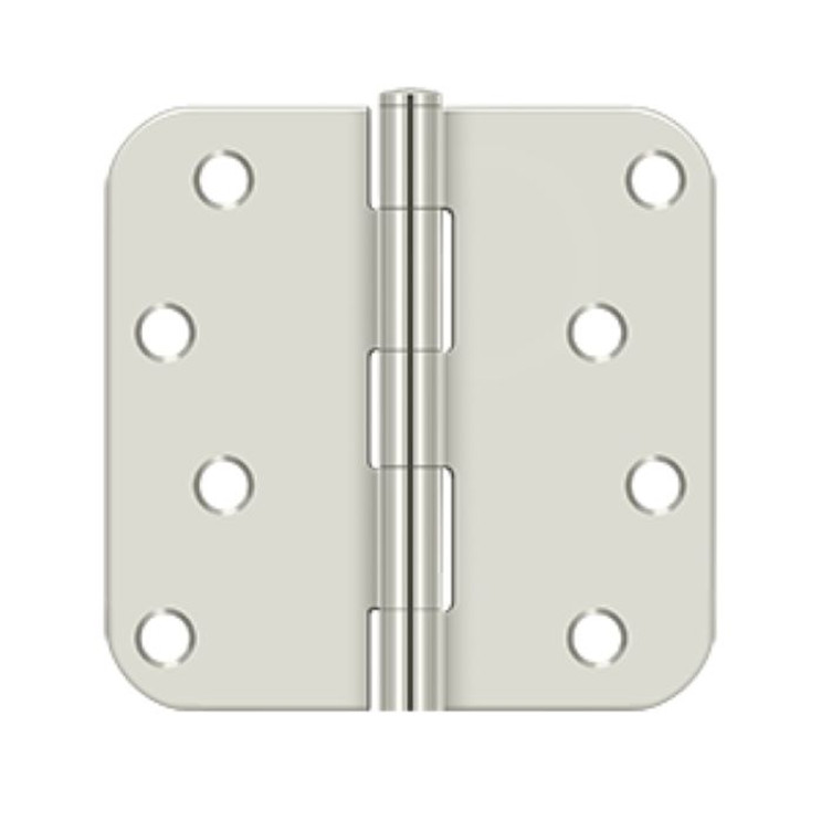 Deltana 4" X 4" X 5/8" Radius Corner Hinge Steel, .085 Thickness, Bright Polished Nickel (Pair)