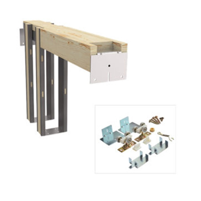 Orca Hardware Pk1248 Pocket Door Frame Kit 7' With 2 Ball Bearing Rollers, 200 Lb Capacity, 3-Wheel
