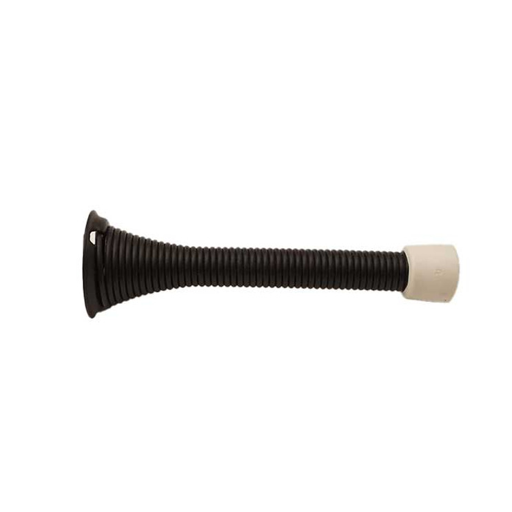 Orca Hardware 3-1/8" Spring Door Stop With White Tip, Matte Black