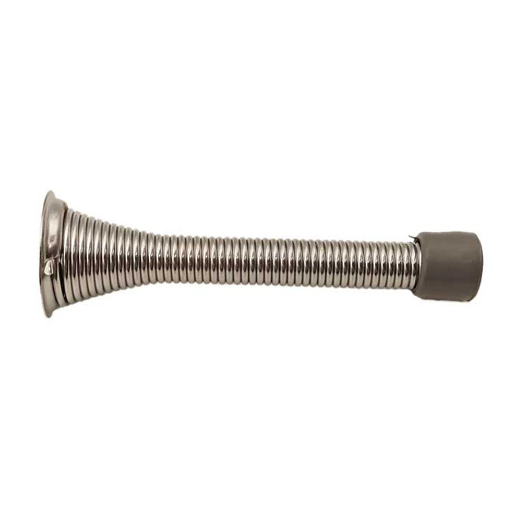 Orca Hardware 3-1/8" Spring Door Stop With Grey Tip, Bright Polished Chrome