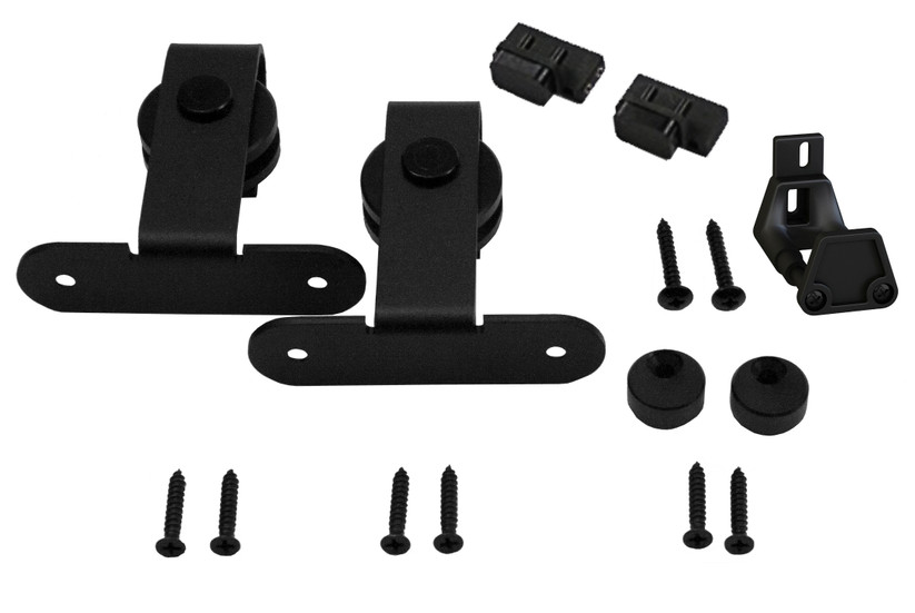 Orca Hardware Double Door Kit For Cabinet Track For Top Mount Hangers Hanger Hanging A Second Door, Matte Black