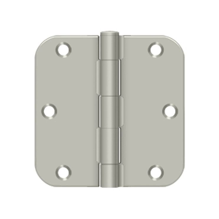 Deltana 3-1/2" X 3-1/2" X 5/8" Radius Corner Hinge Residential Steel, .085 Thickness, Satin Nickel (Pair)