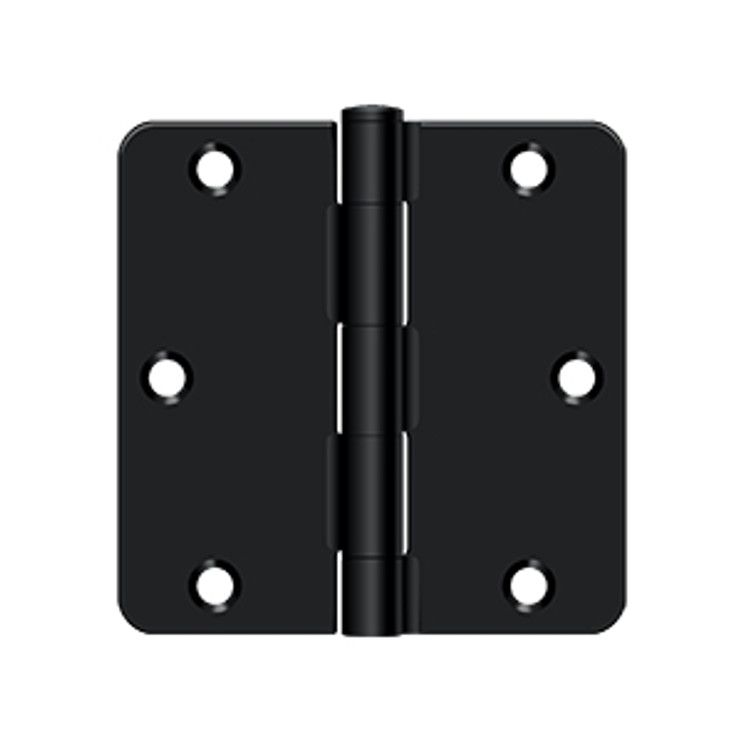 Deltana 3-1/2" X 3-1/2" X 1/4" Radius Corner Hinge Residential Steel, .085 Thickness, Paint, Black Painted