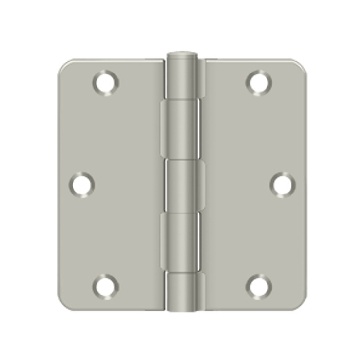 Deltana 3-1/2" X 3-1/2" X 1/4" Radius Corner Hinge Residential Steel, .085 Thickness, Satin Nickel