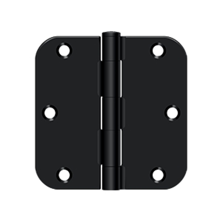Deltana 3-1/2" X 3-1/2" X 5/8" Radius Corner Hinge Residential Steel, .085 Thickness, Black Painted (Pair)