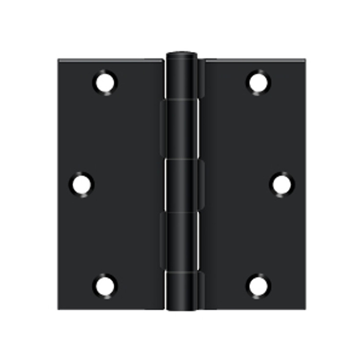 Deltana 3-1/2" X 3-1/2" Square Corner Hinge Residential Steel, .085 Thickness, Black Painted (Pair)