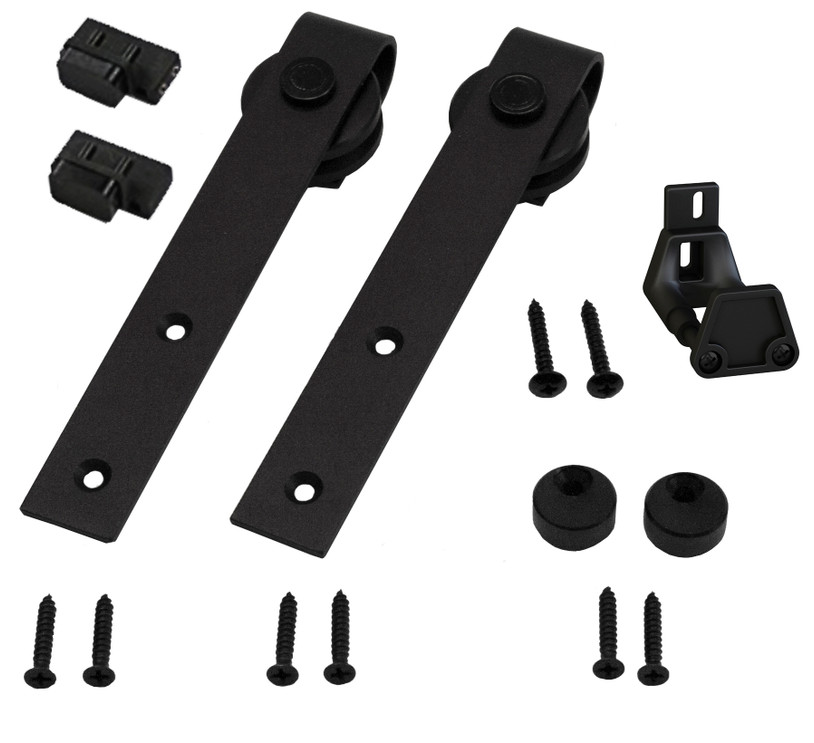 Orca Hardware Double Door Kit For Cabinet Track For Standard Drop Hangers Hanger Hanging A Second Onto A, With, Matte Black